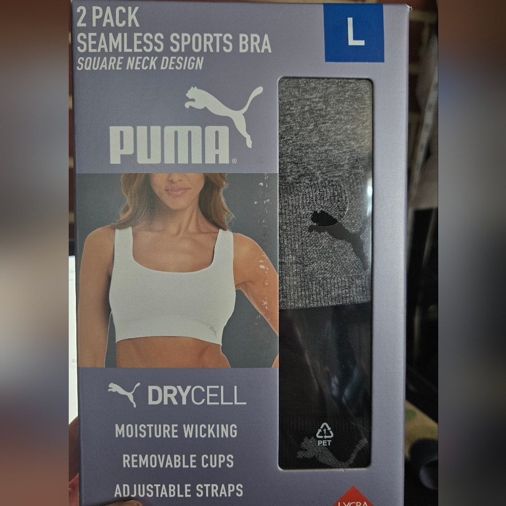 Puma Seamless Sports Bra 2-Pack - White  Dark Gray L
